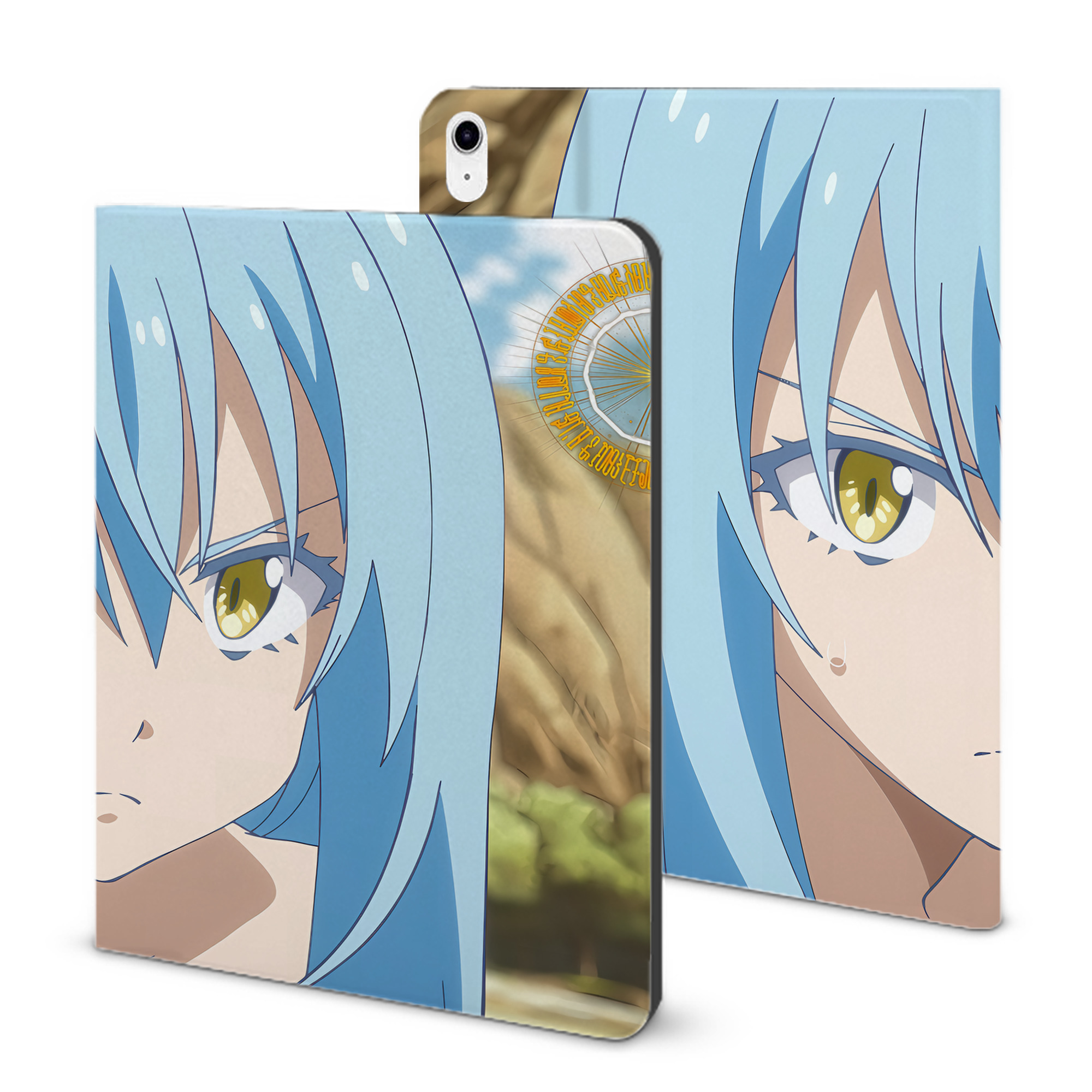（画像用） 転スラ Regarding Reincarnated to Slime IPad ケース ブック型 PUレザー TPU 耐衝撃 軽量 薄型 ペン収納なし 全面保護 IPad 各モデル対応